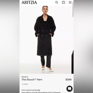 Aritzia New Slouch Coat Black. Size Regular in Large.